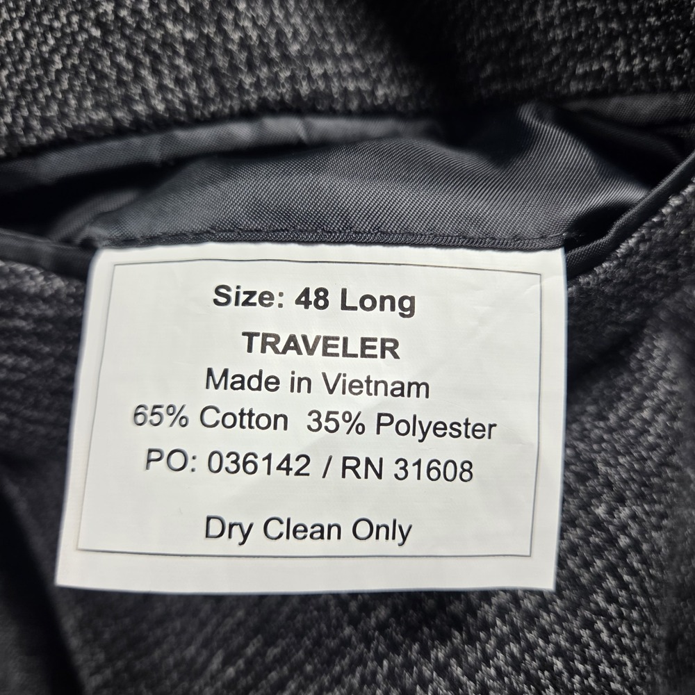 Jos A Bank Travel Jacket Men 48L Gray Blazer Wool Stretch Performance - Picture 4 of 8